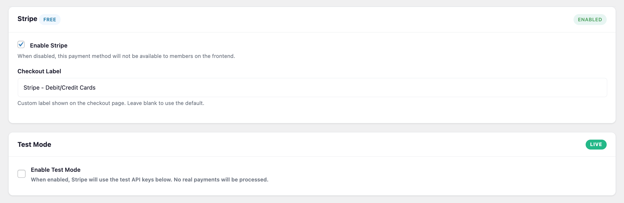 Stripe payment integration